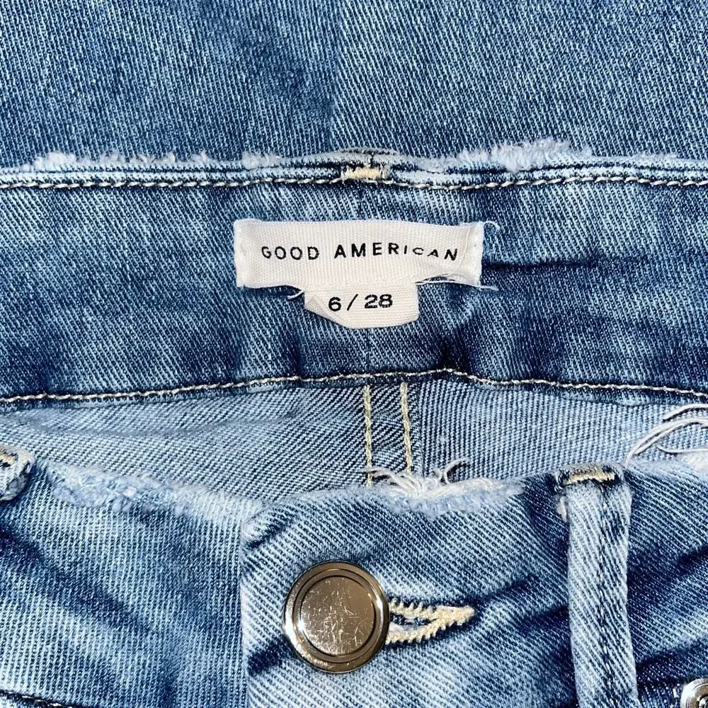Good American Good Legs Distressed Skinny Jeans – Blue Wash, Size 6/28 - Picture 5 of 8